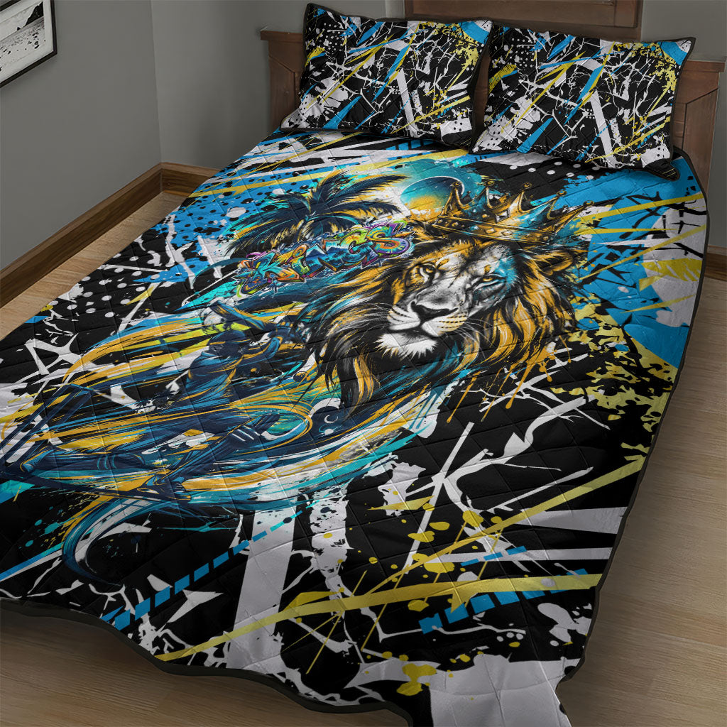 Saint Lucia Kings Cricket Quilt Bed Set Born To Lead Caribbean Cricket Graffiti Splash Art