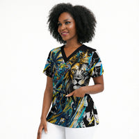 Saint Lucia Kings Cricket Scrub Top Born To Lead Caribbean Cricket Graffiti Splash Art