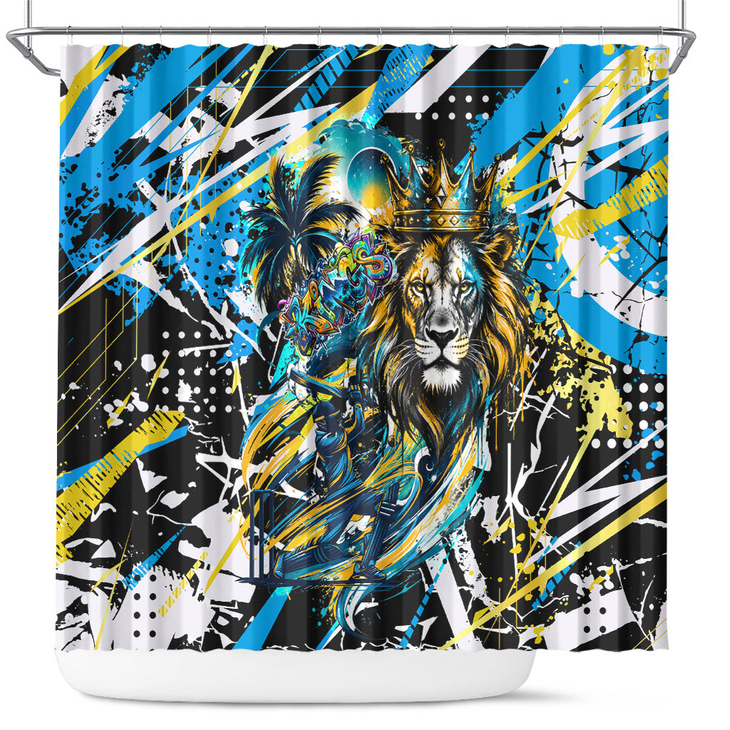 Saint Lucia Kings Cricket Shower Curtain Born To Lead Caribbean Cricket Graffiti Splash Art