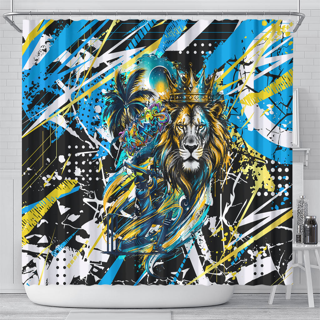 Saint Lucia Kings Cricket Shower Curtain Born To Lead Caribbean Cricket Graffiti Splash Art