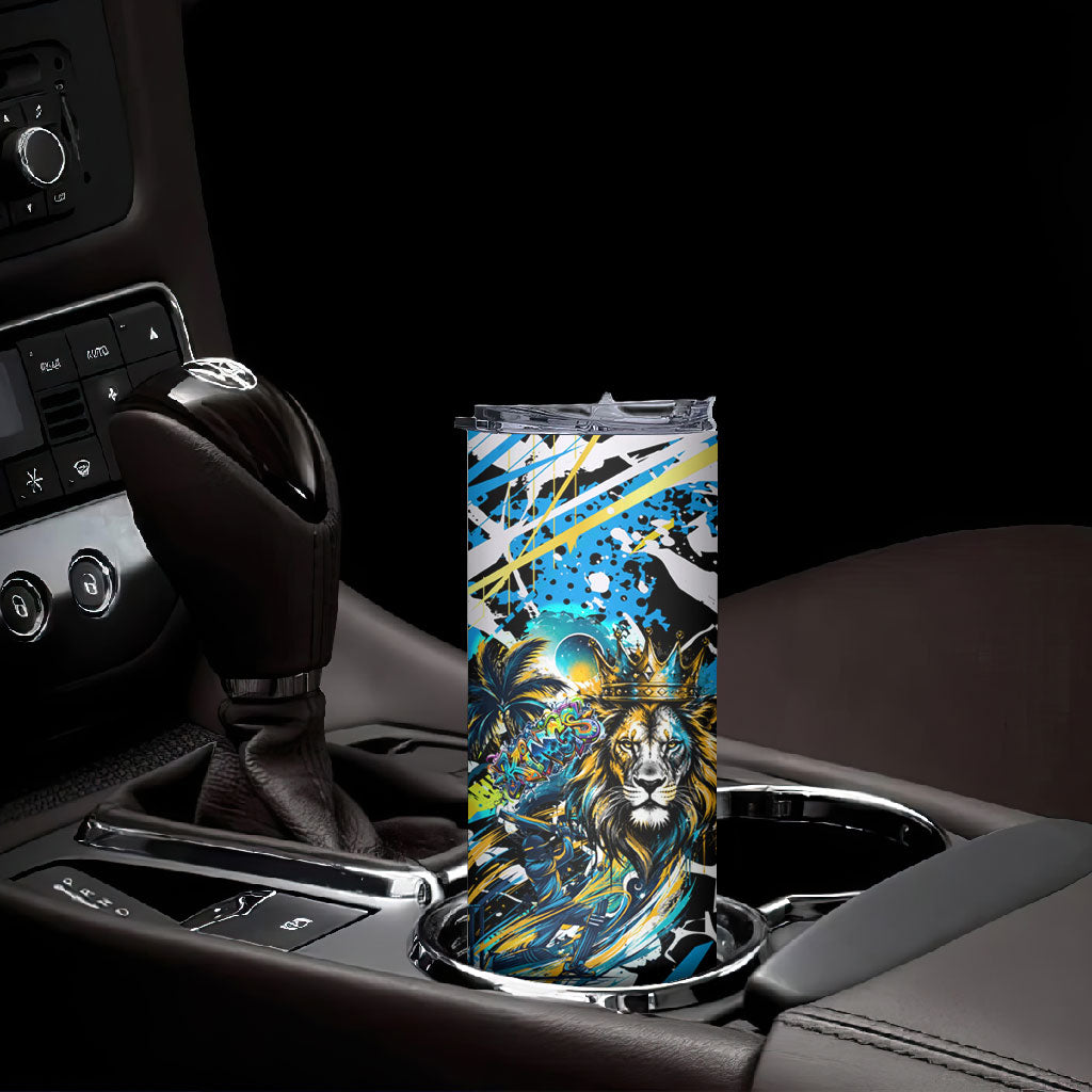 Saint Lucia Kings Cricket Skinny Tumbler Born To Lead Caribbean Cricket Graffiti Splash Art