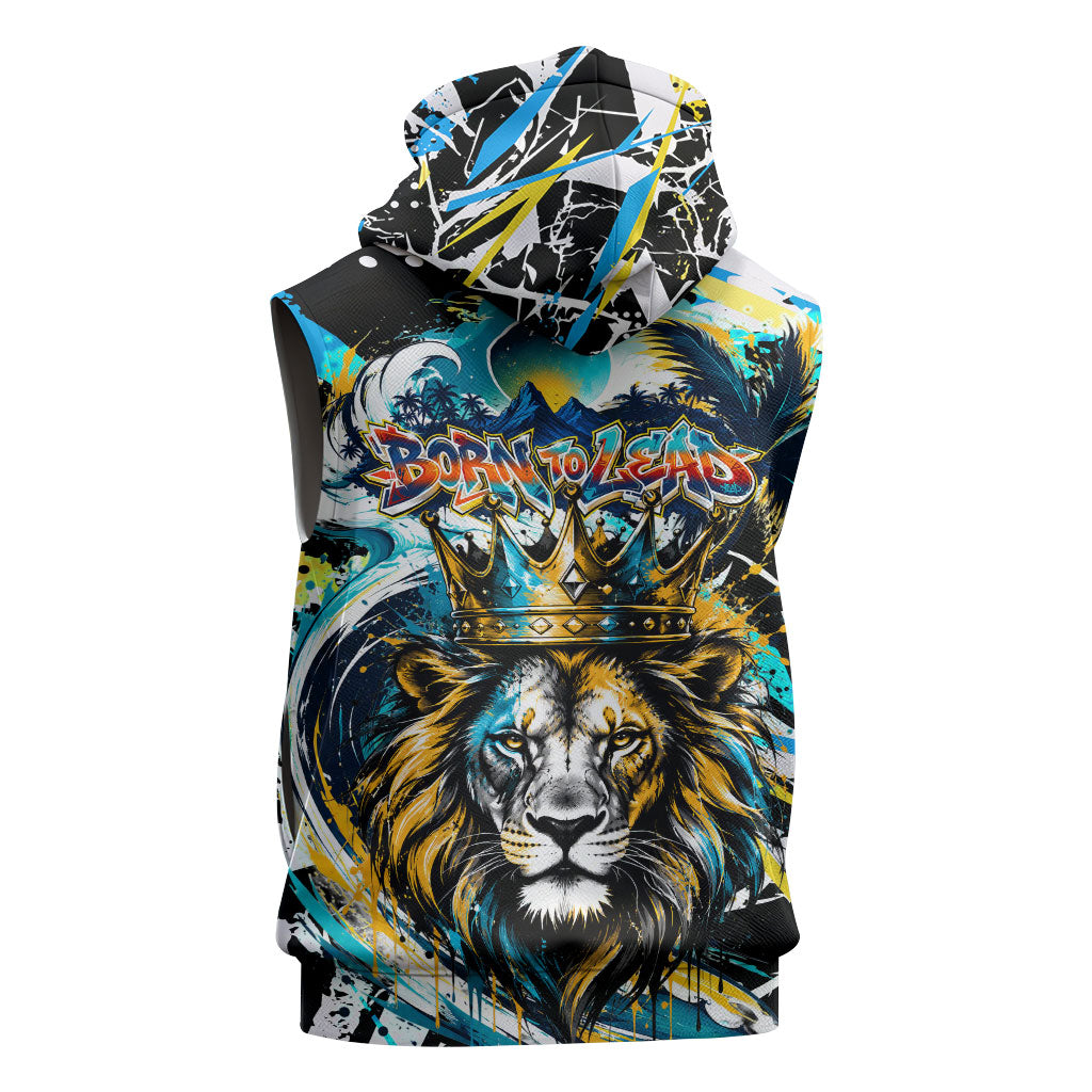 Saint Lucia Kings Cricket Sleeveless Hoodie Born To Lead Caribbean Cricket Graffiti Splash Art