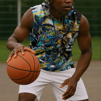 Saint Lucia Kings Cricket Sleeveless Hoodie Born To Lead Caribbean Cricket Graffiti Splash Art