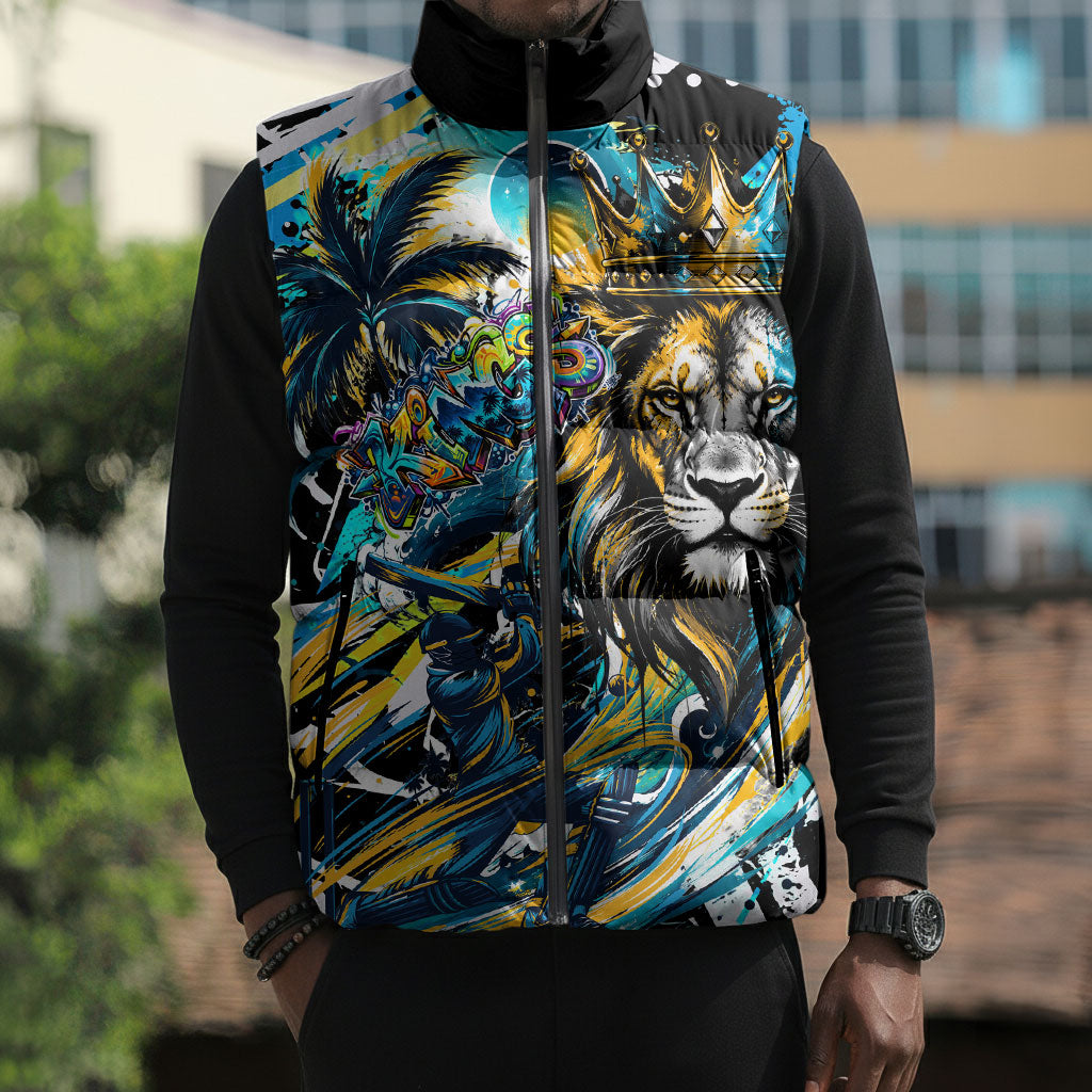 Saint Lucia Kings Cricket Sleeveless Puffer Jacket Born To Lead Caribbean Cricket Graffiti Splash Art