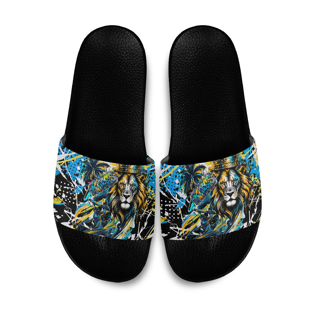 Saint Lucia Kings Cricket Slide Sandals Born To Lead Caribbean Cricket Graffiti Splash Art