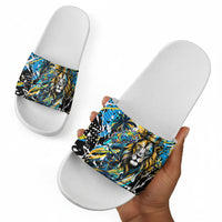 Saint Lucia Kings Cricket Slide Sandals Born To Lead Caribbean Cricket Graffiti Splash Art