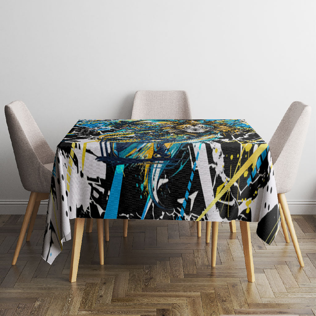 Saint Lucia Kings Cricket Tablecloth Born To Lead Caribbean Cricket Graffiti Splash Art