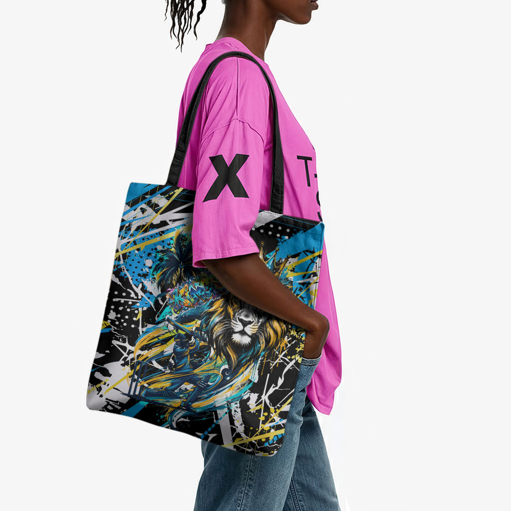 Saint Lucia Kings Cricket Tote Bag Born To Lead Caribbean Cricket Graffiti Splash Art