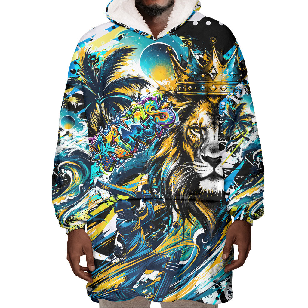 Saint Lucia Kings Cricket Wearable Blanket Hoodie Born To Lead Caribbean Cricket Graffiti Splash Art