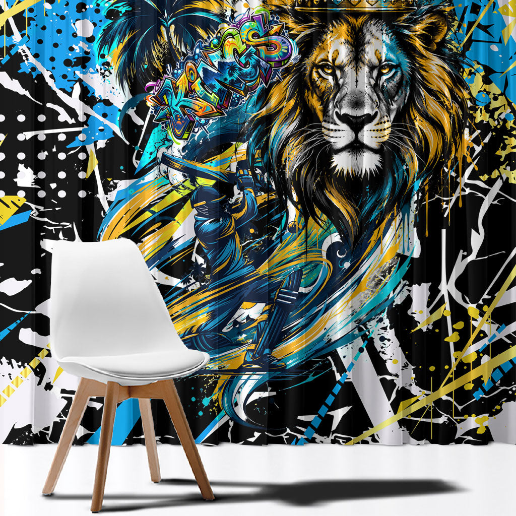 Saint Lucia Kings Cricket Window Curtain Born To Lead Caribbean Cricket Graffiti Splash Art