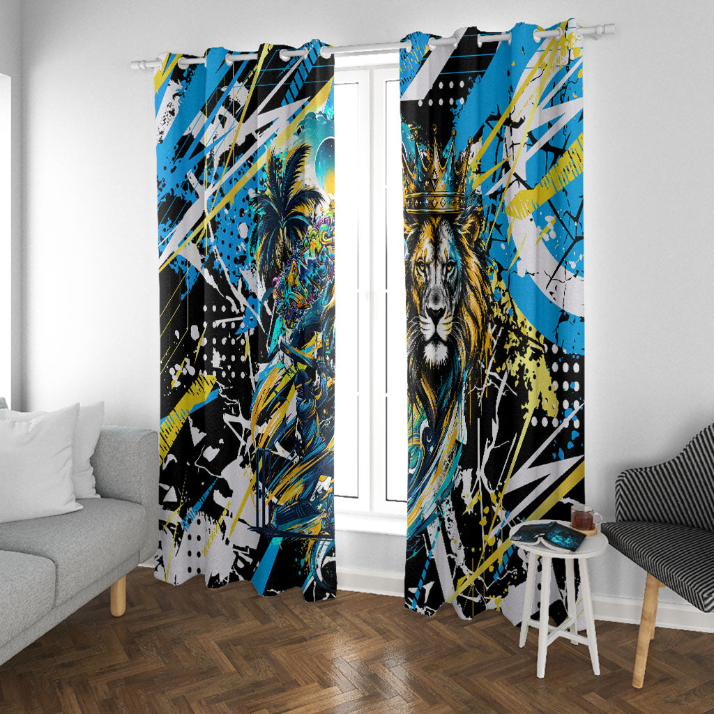 Saint Lucia Kings Cricket Window Curtain Born To Lead Caribbean Cricket Graffiti Splash Art