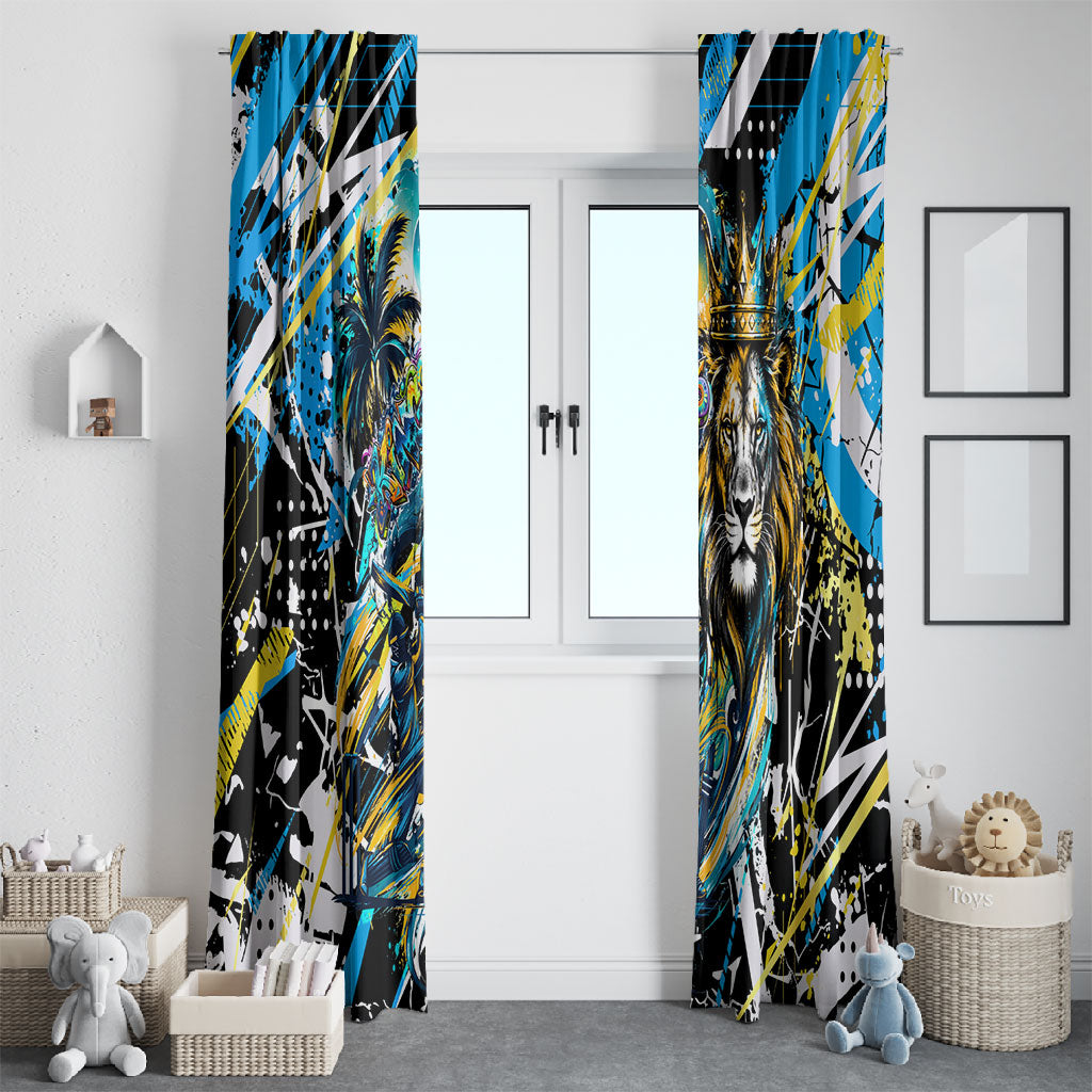 Saint Lucia Kings Cricket Window Curtain Born To Lead Caribbean Cricket Graffiti Splash Art