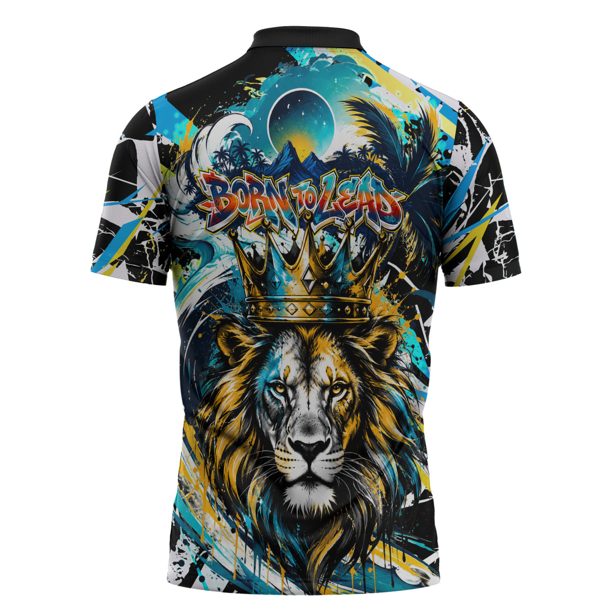 Saint Lucia Kings Cricket Zipper Polo Shirt Born To Lead Caribbean Cricket Graffiti Splash Art