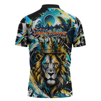 Saint Lucia Kings Cricket Zipper Polo Shirt Born To Lead Caribbean Cricket Graffiti Splash Art