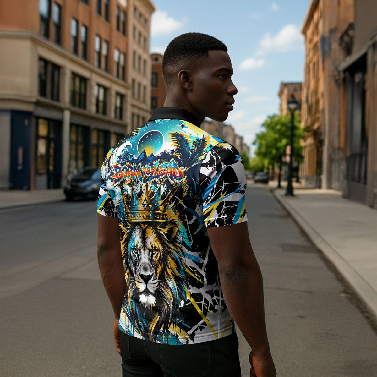Saint Lucia Kings Cricket Zipper Polo Shirt Born To Lead Caribbean Cricket Graffiti Splash Art