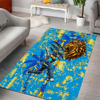 Saint Lucia Cricket Area Rug Kings Lion Unstoppable Mascot Art