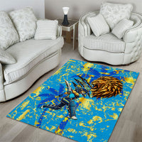 Saint Lucia Cricket Area Rug Kings Lion Unstoppable Mascot Art