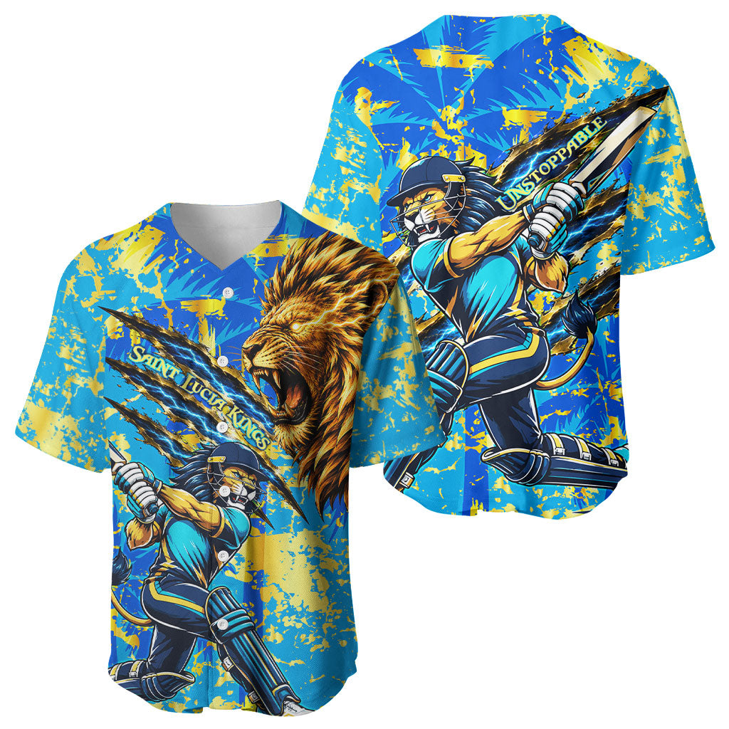 Saint Lucia Cricket Baseball Jersey Kings Lion Unstoppable Mascot Art