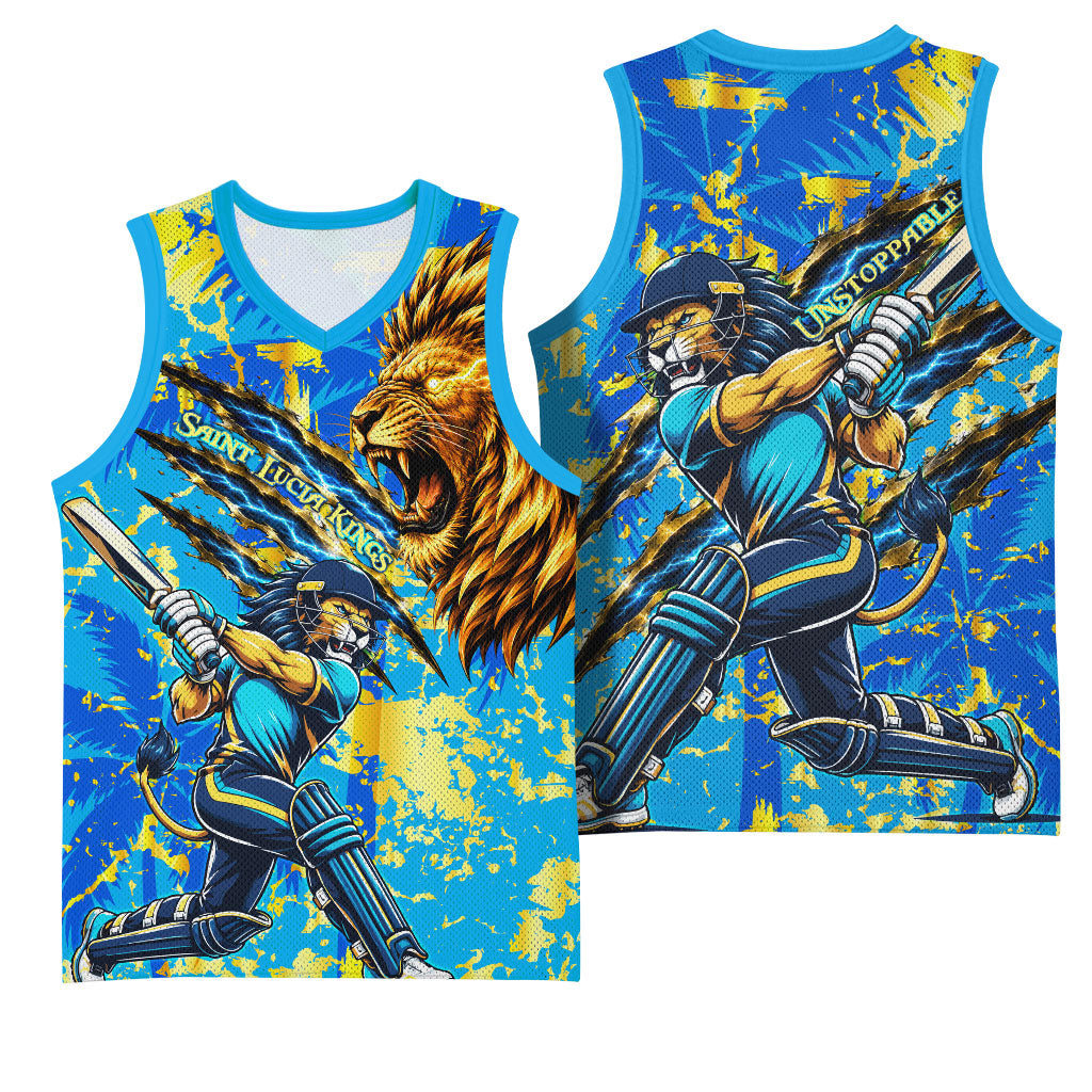 Saint Lucia Cricket Basketball Jersey Kings Lion Unstoppable Mascot Art