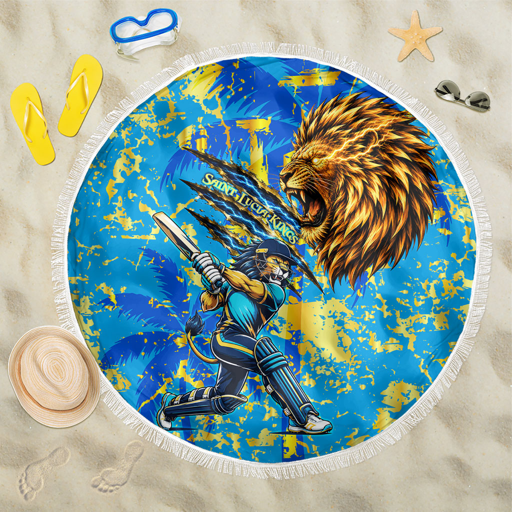 Saint Lucia Cricket Beach Blanket Kings Lion Unstoppable Mascot Art