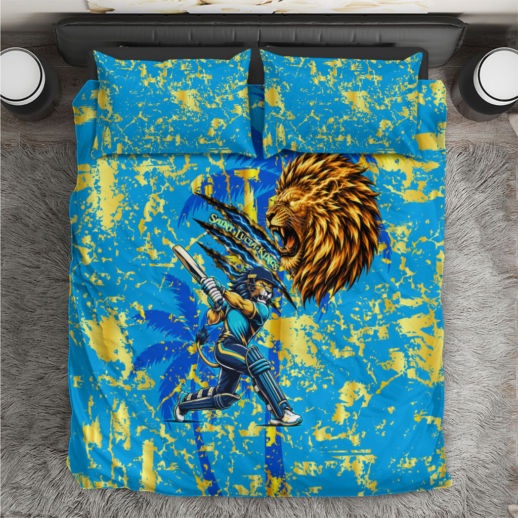 Saint Lucia Cricket Bedding Set Kings Lion Unstoppable Mascot Art