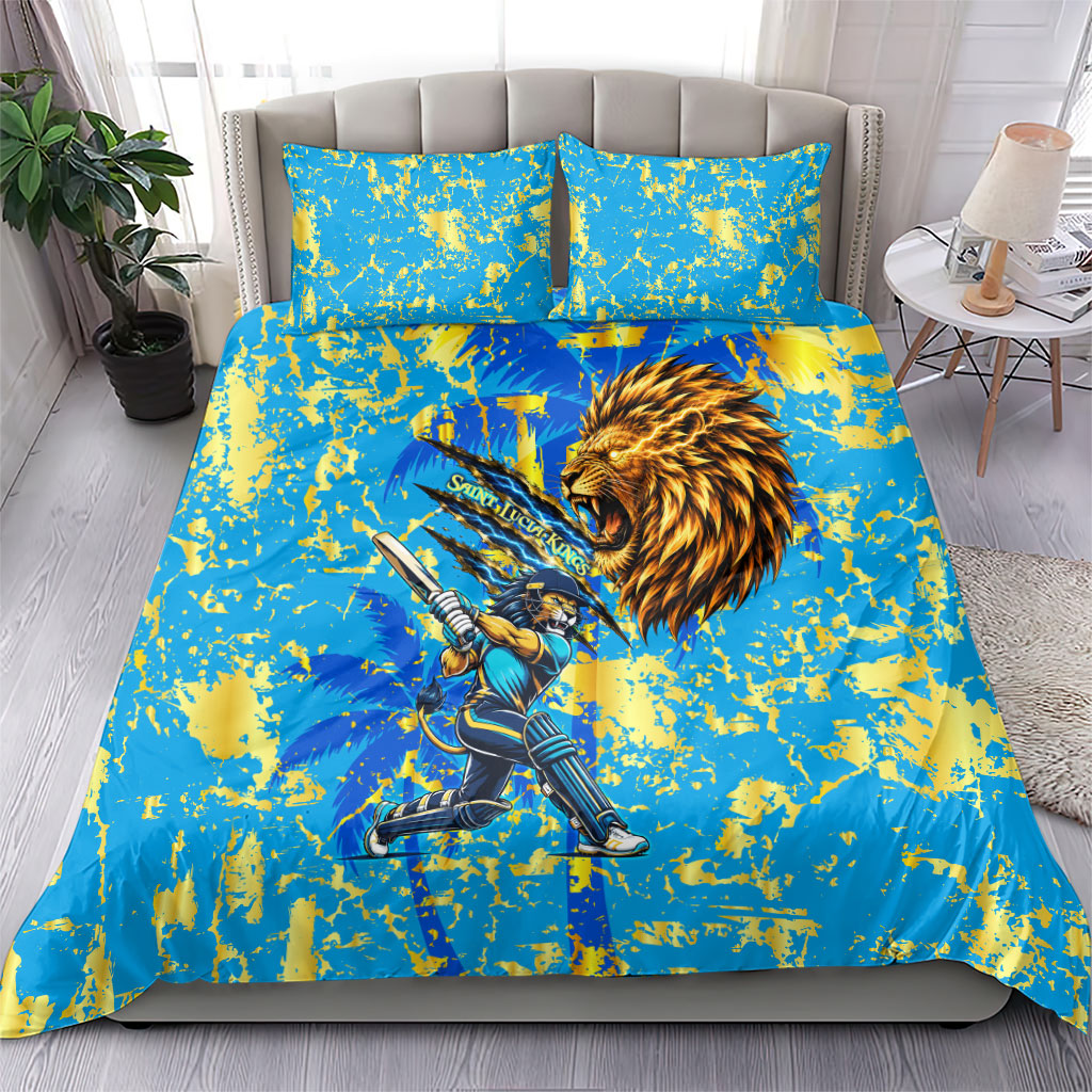 Saint Lucia Cricket Bedding Set Kings Lion Unstoppable Mascot Art