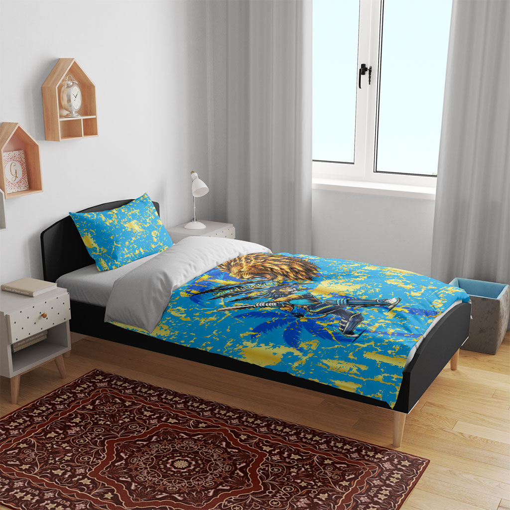 Saint Lucia Cricket Bedding Set Kings Lion Unstoppable Mascot Art