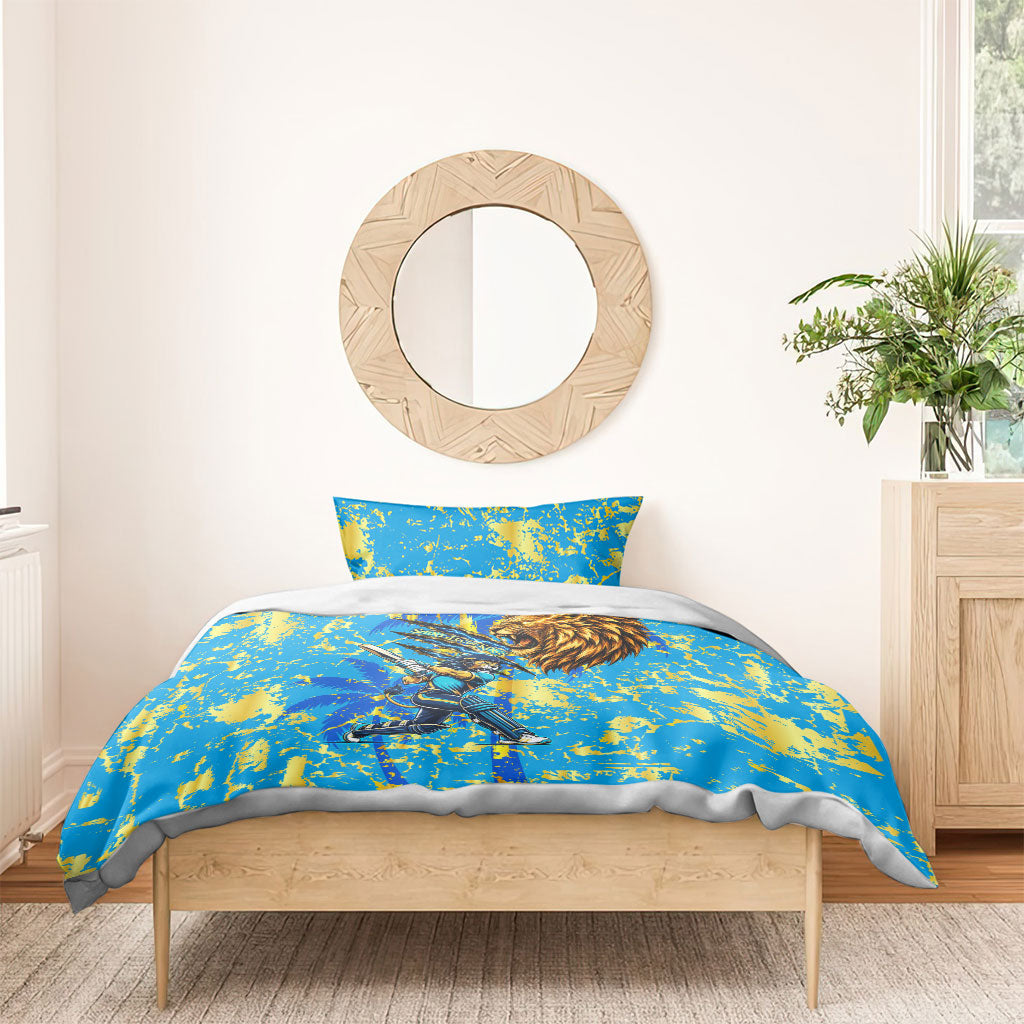 Saint Lucia Cricket Bedding Set Kings Lion Unstoppable Mascot Art