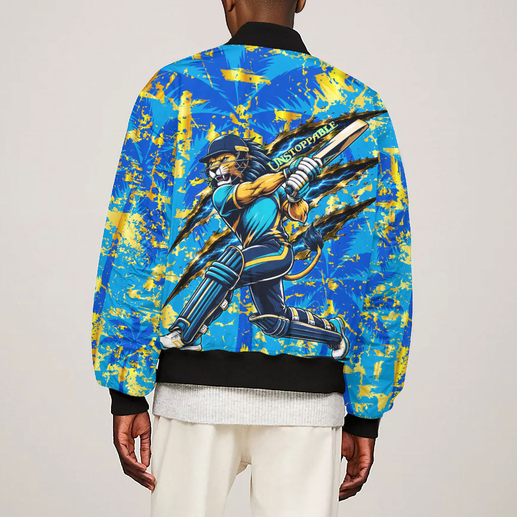 Saint Lucia Cricket Bomber Jacket Kings Lion Unstoppable Mascot Art