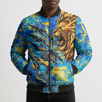 Saint Lucia Cricket Bomber Puffer Jacket Kings Lion Unstoppable Mascot Art