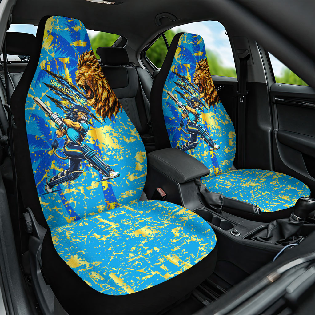Saint Lucia Cricket Car Seat Cover Kings Lion Unstoppable Mascot Art