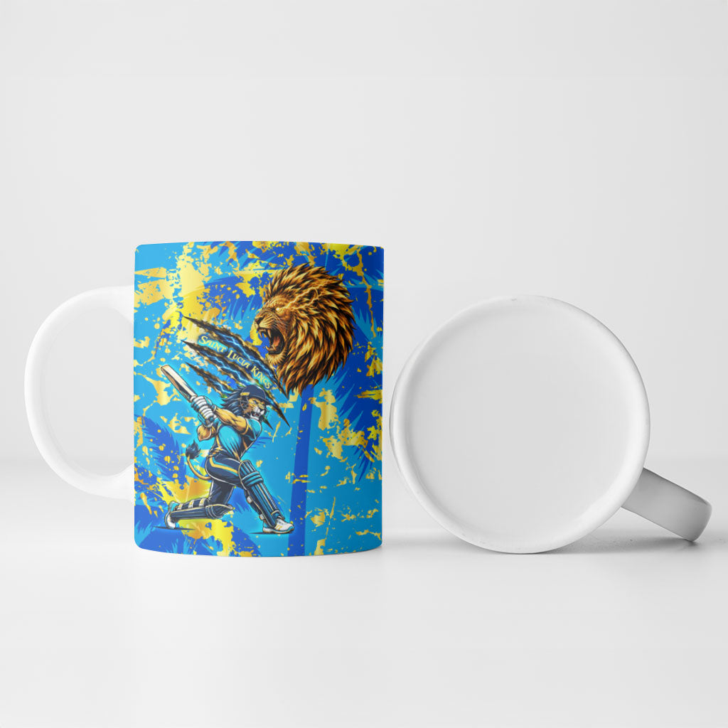 Saint Lucia Cricket Ceramic Mug Kings Lion Unstoppable Mascot Art