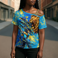 Saint Lucia Cricket Cross Shoulder Shirt Kings Lion Unstoppable Mascot Art