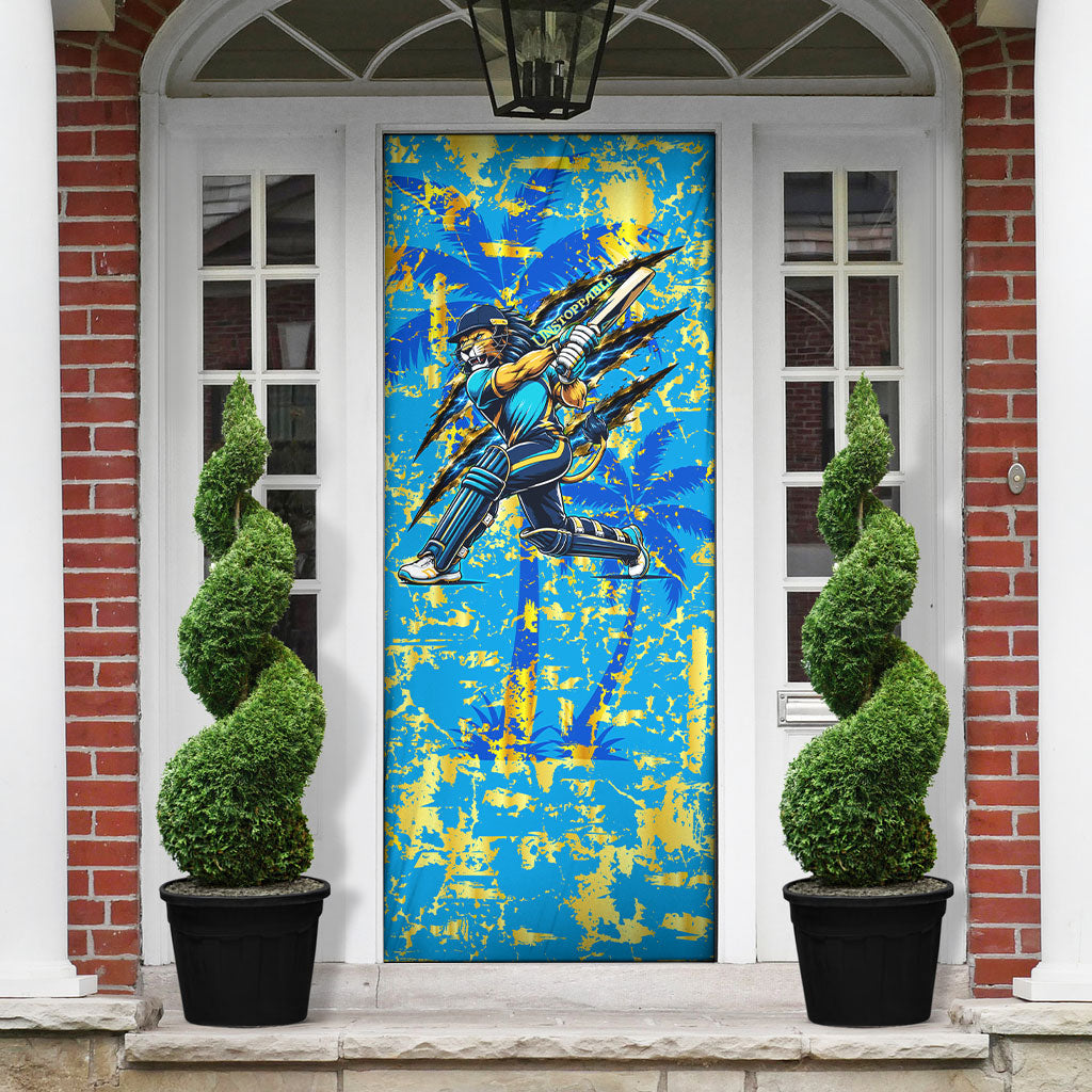Saint Lucia Cricket Door Cover Kings Lion Unstoppable Mascot Art