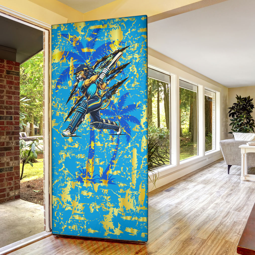 Saint Lucia Cricket Door Cover Kings Lion Unstoppable Mascot Art