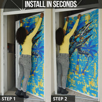 Saint Lucia Cricket Door Cover Kings Lion Unstoppable Mascot Art