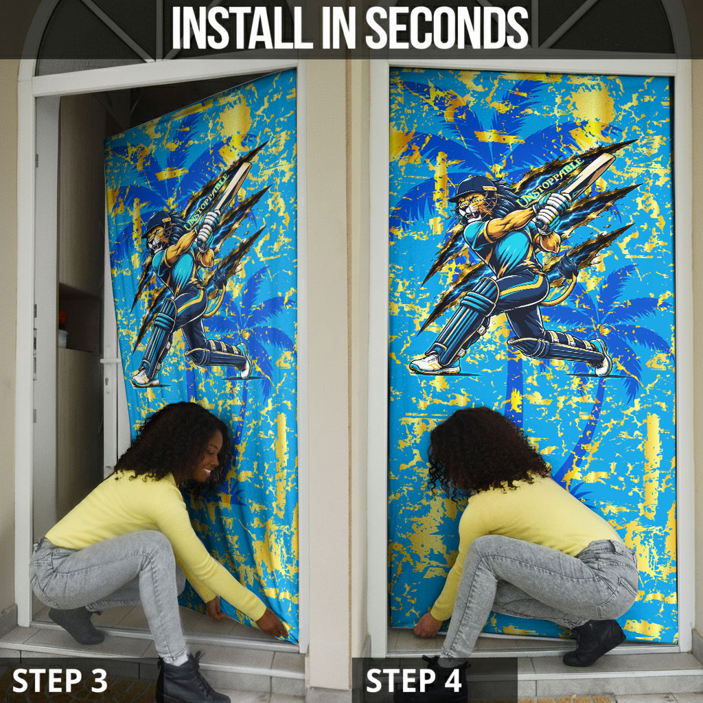Saint Lucia Cricket Door Cover Kings Lion Unstoppable Mascot Art