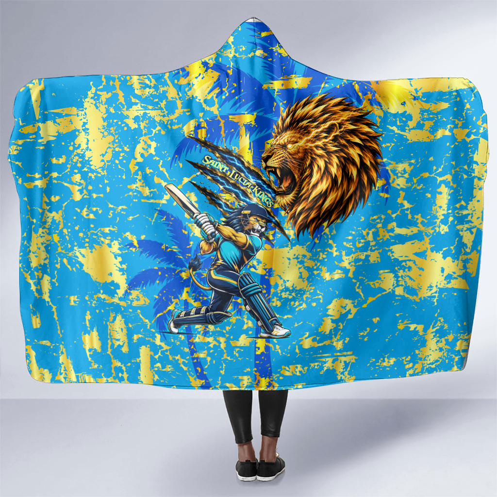 Saint Lucia Cricket Hooded Blanket Kings Lion Unstoppable Mascot Art
