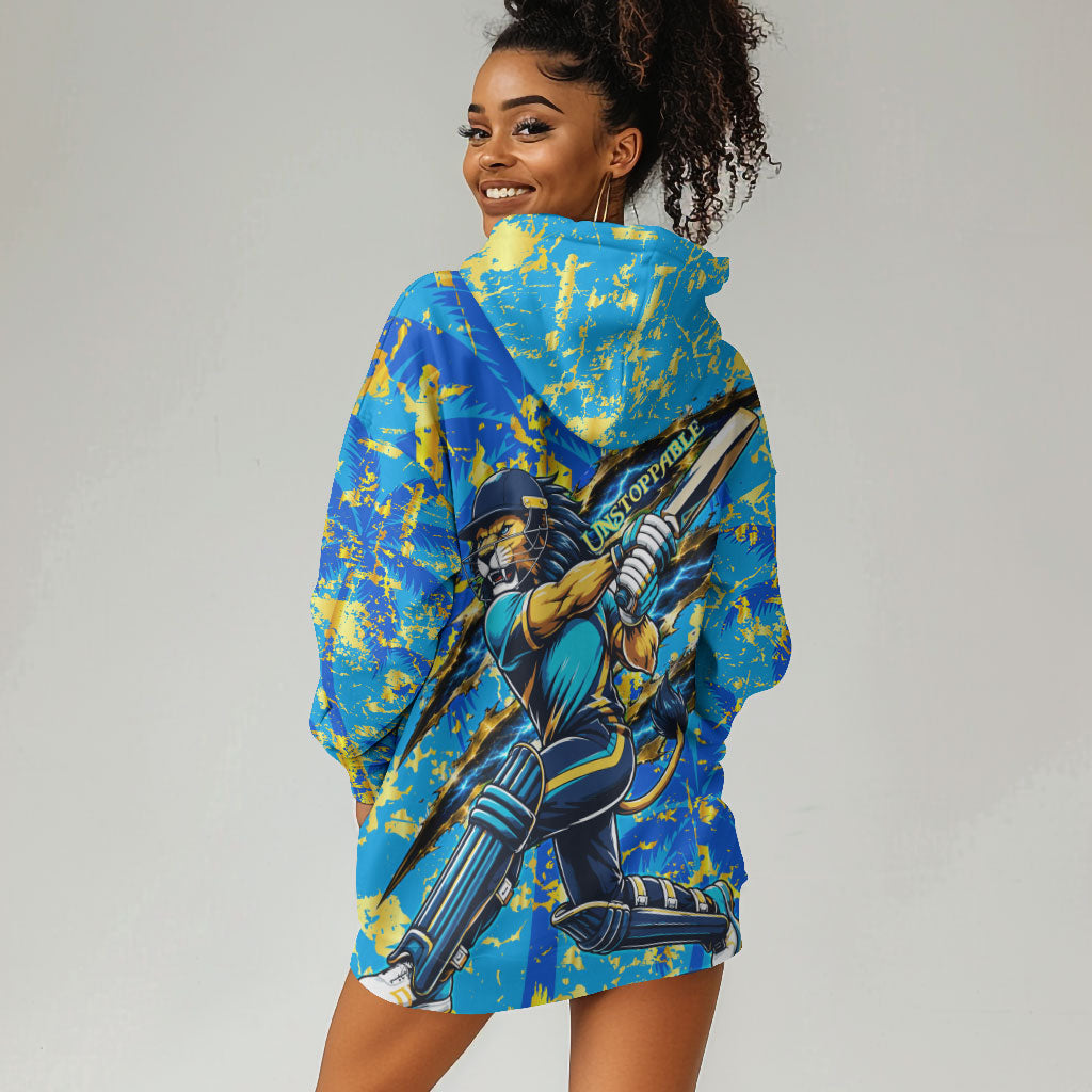 Saint Lucia Cricket Hoodie Dress Kings Lion Unstoppable Mascot Art