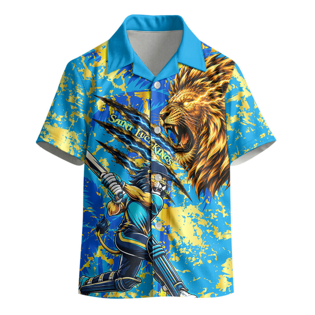 Saint Lucia Cricket Kid Hawaiian Shirt Kings Lion Unstoppable Mascot Art