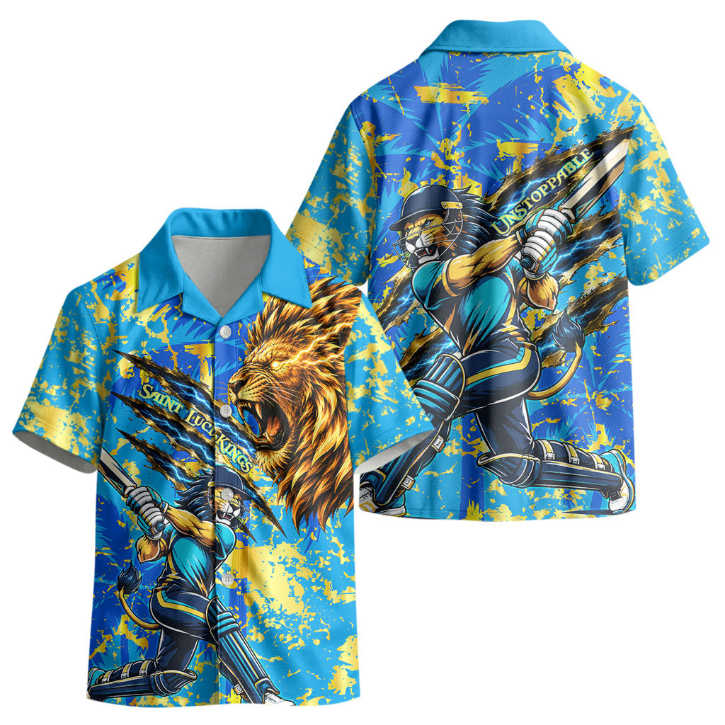 Saint Lucia Cricket Kid Hawaiian Shirt Kings Lion Unstoppable Mascot Art