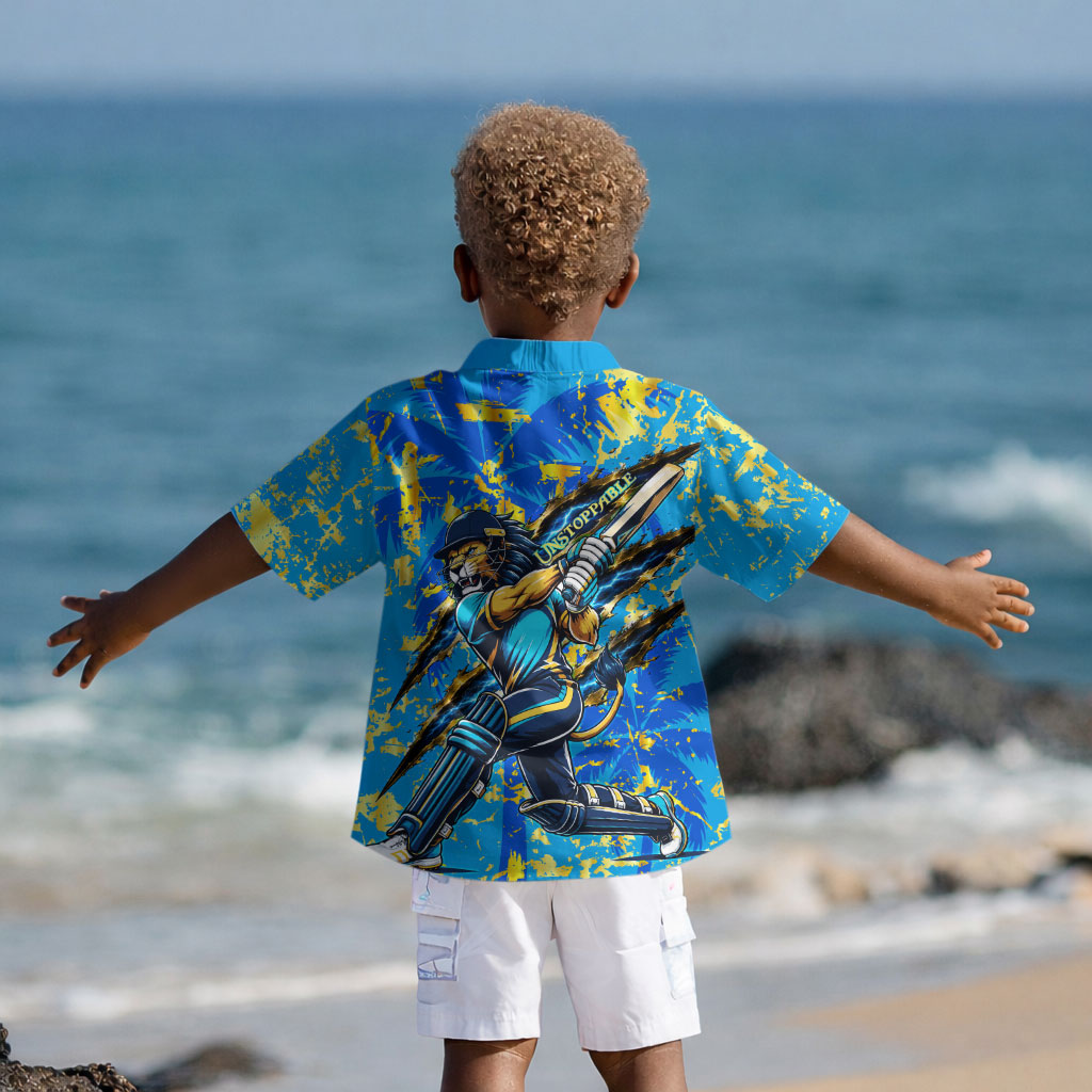 Saint Lucia Cricket Kid Hawaiian Shirt Kings Lion Unstoppable Mascot Art
