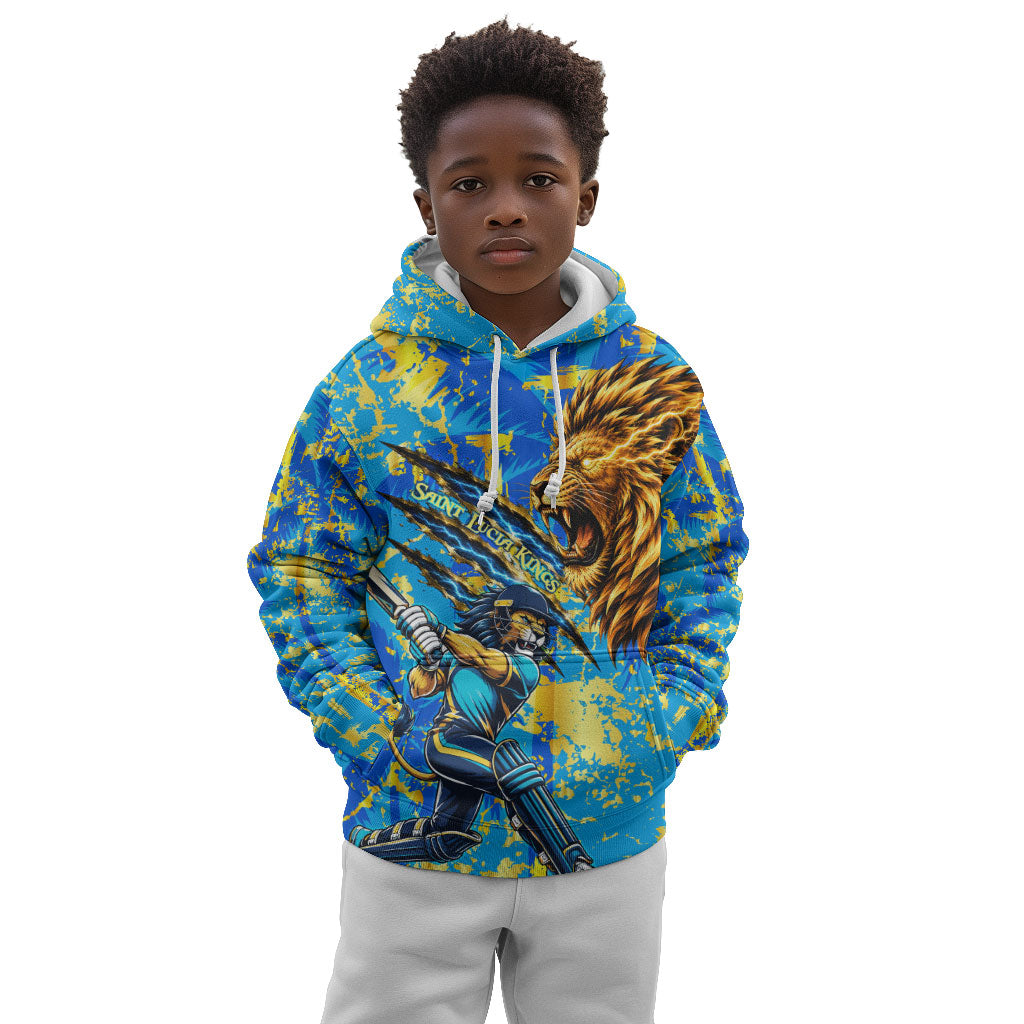 Saint Lucia Cricket Kid Hoodie Kings Lion Unstoppable Mascot Art