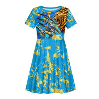 Saint Lucia Cricket Kid Short Sleeve Dress Kings Lion Unstoppable Mascot Art