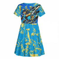 Saint Lucia Cricket Kid Short Sleeve Dress Kings Lion Unstoppable Mascot Art