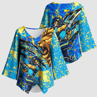 Saint Lucia Cricket Kimono Sleeve Blouse Kings Lion Unstoppable Mascot Art