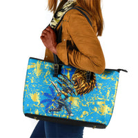 Saint Lucia Cricket Leather Tote Bag Kings Lion Unstoppable Mascot Art