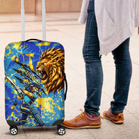 Saint Lucia Cricket Luggage Cover Kings Lion Unstoppable Mascot Art