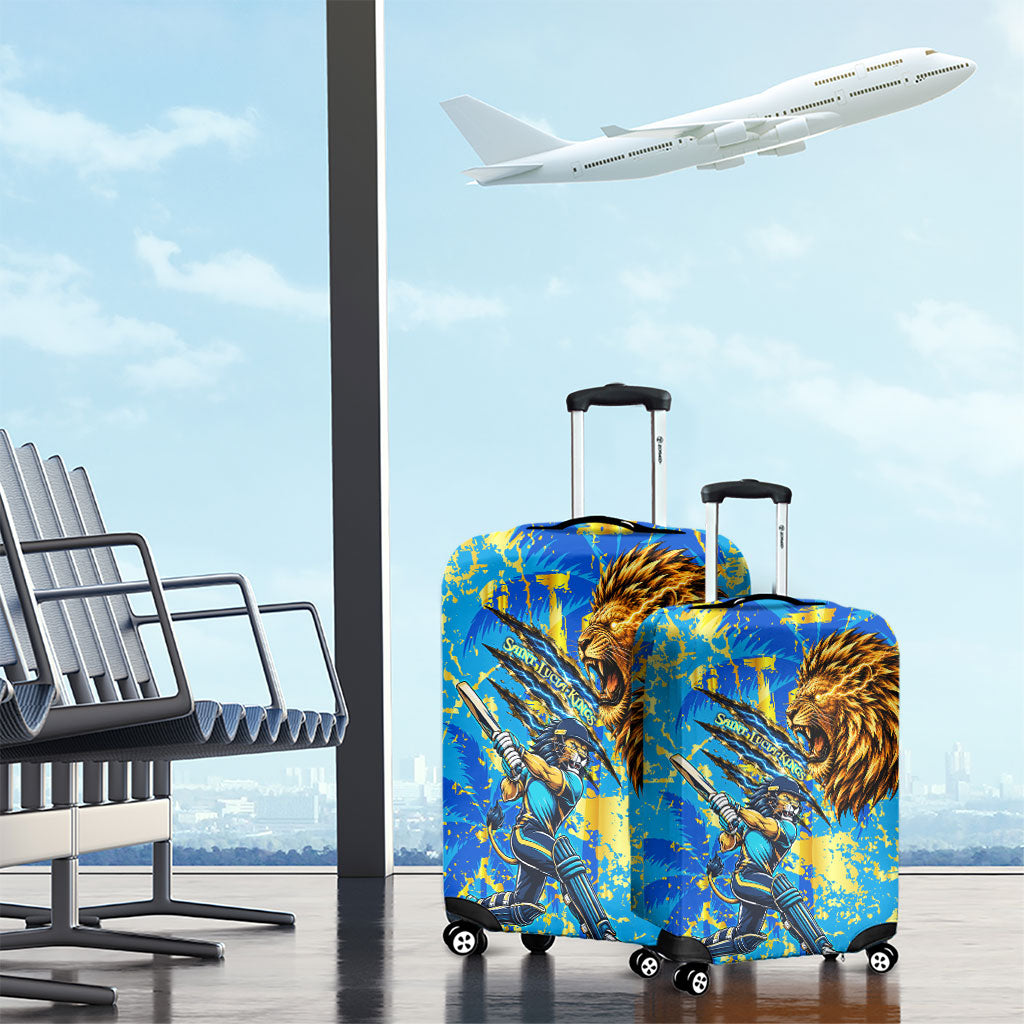 Saint Lucia Cricket Luggage Cover Kings Lion Unstoppable Mascot Art