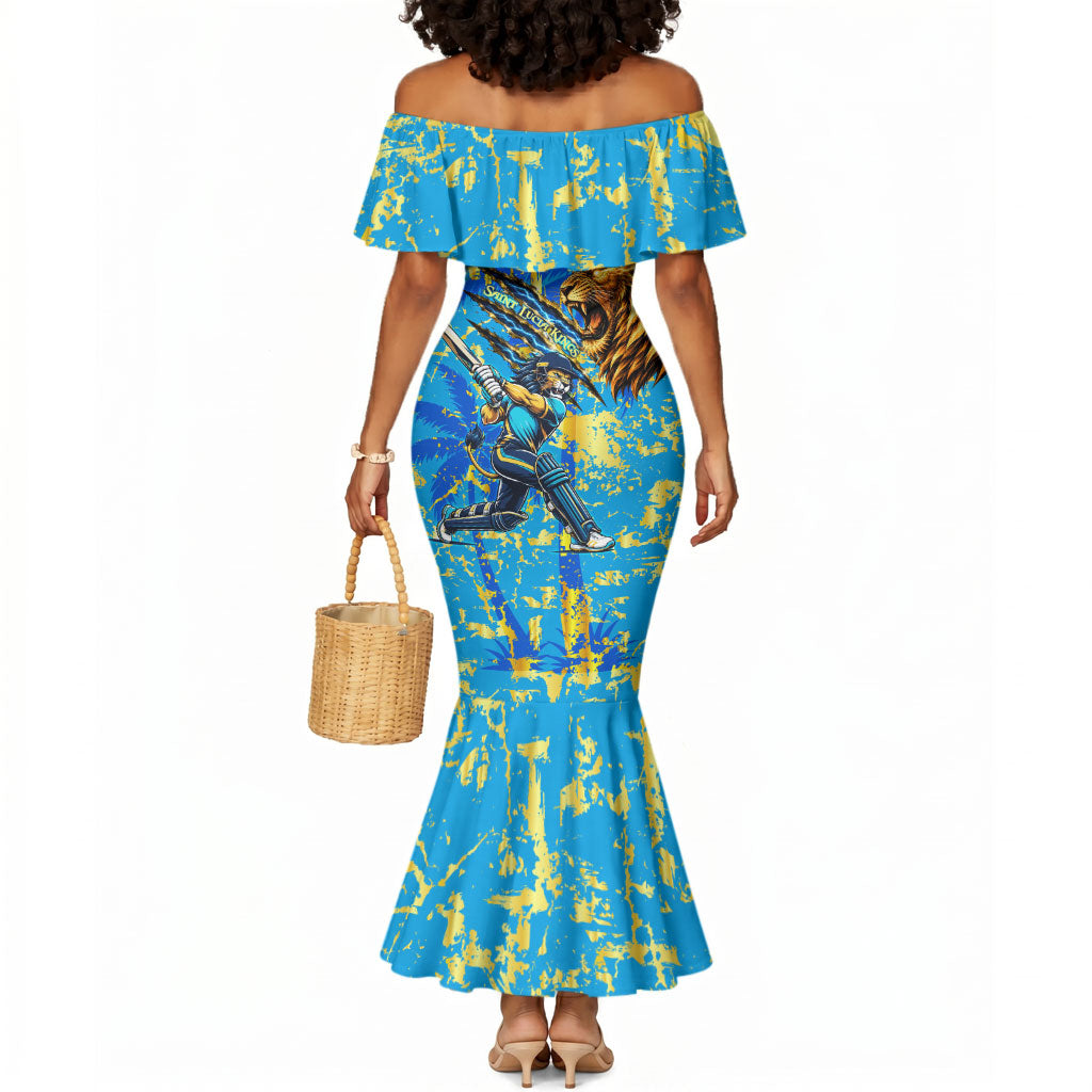 Saint Lucia Cricket Mermaid Dress Kings Lion Unstoppable Mascot Art